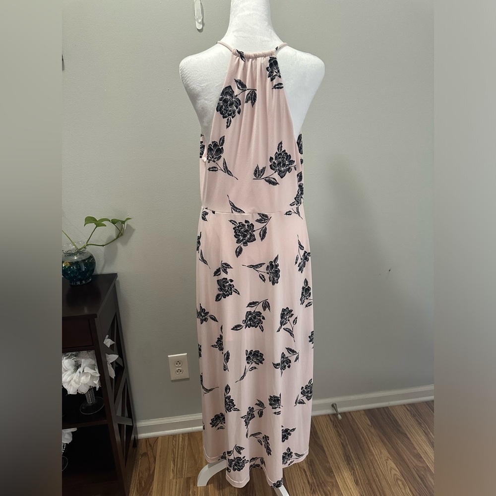 Candie’s Maxi Floral Pink Black Rose Flower Halter Maxi Dress Size X-Large - Picture 5 of 9